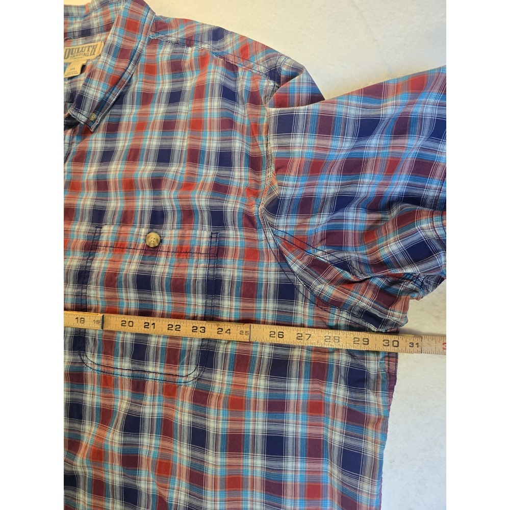Duluth Trading Relaxed Fit Men's 3XL Plaid Short Sleeve Bugand Tall - Picture 6 of 9